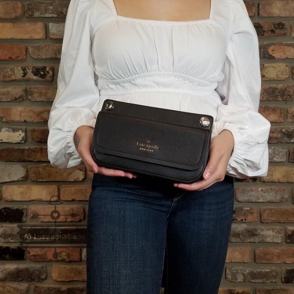 AUTHENTIC Kate Spade Rosie Small Pebbled Leather Crossbody With Coin Purse Black